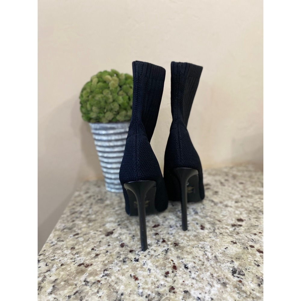 Steve Madden Women Black Knit Sock Boots Pointed Toe Stiletto Heel DISCREET 10M - Picture 3 of 7